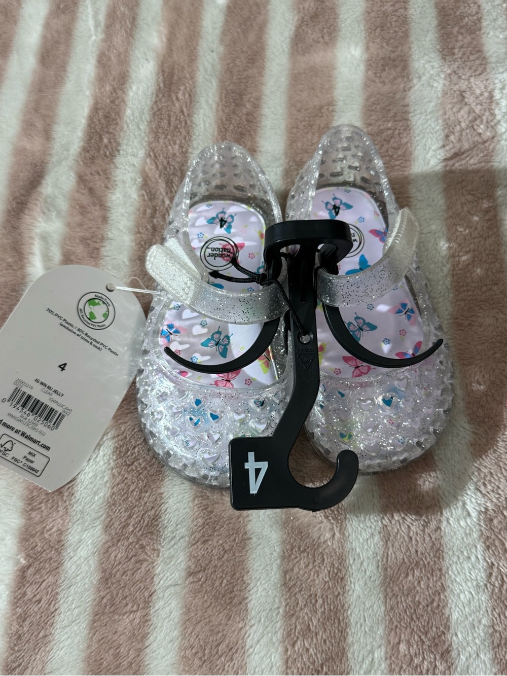 Kids Clear Glitter Jelly Mary Jane Shoes - Size 4